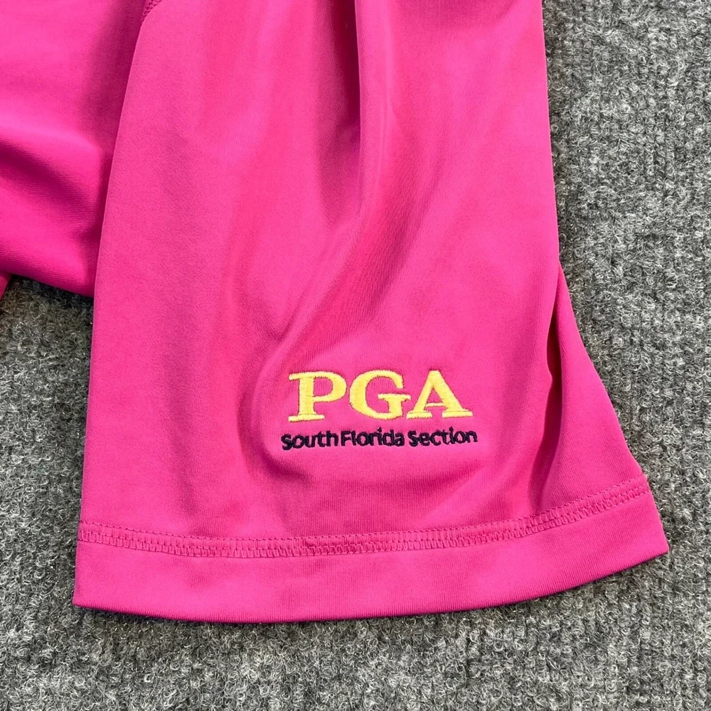 adidas Polo Shirt Men Large Pink Solid Golf PGA Golfers South Florida Puremotion